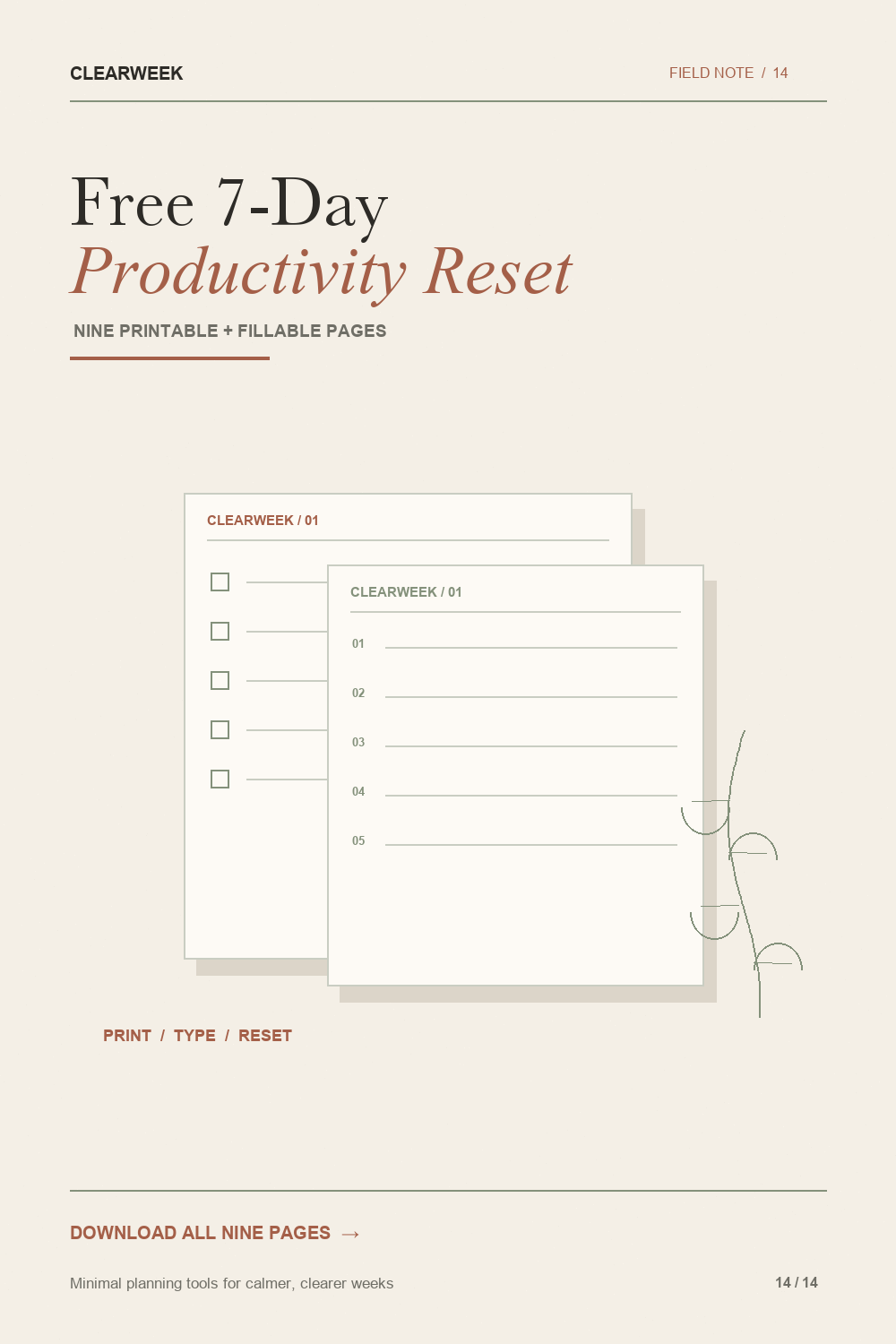Editorial preview of the ClearWeek seven-day productivity reset